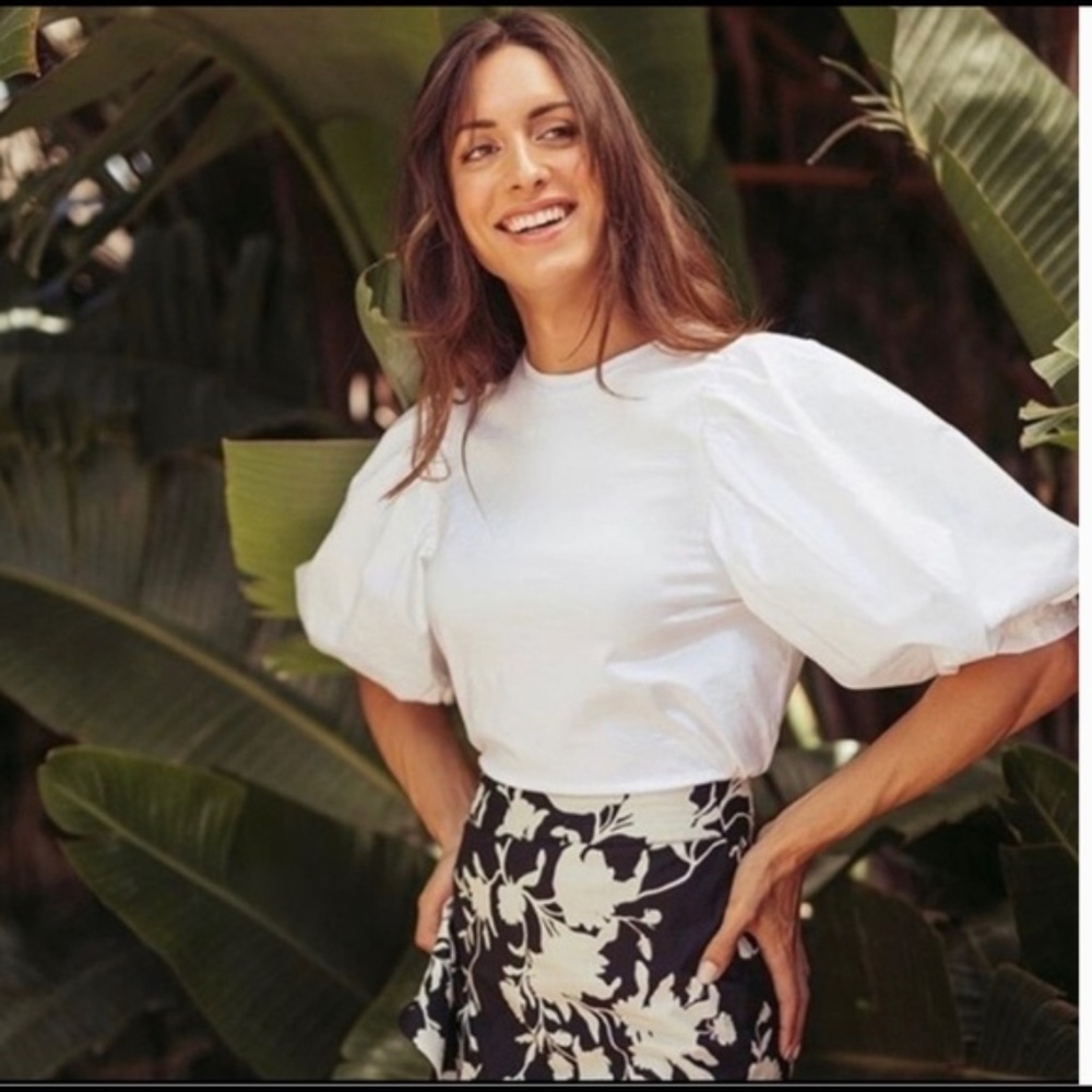 JOHANNA ORTIZ x H&M White Cotton Balloon Puff Sleeve Tee M
